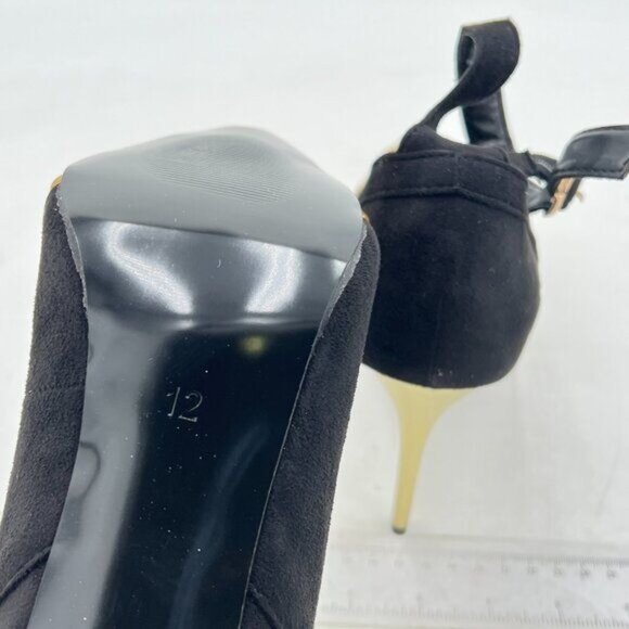 FSJ Women Metal Cap Pointed Toe High Heel Pumps Sexy Gold Stiletto  Black - Picture 5 of 6